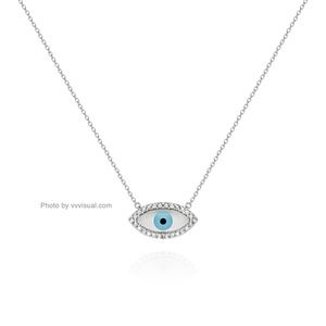 925 Sterling Silver Evil Eye Mother of Pearl & CZ